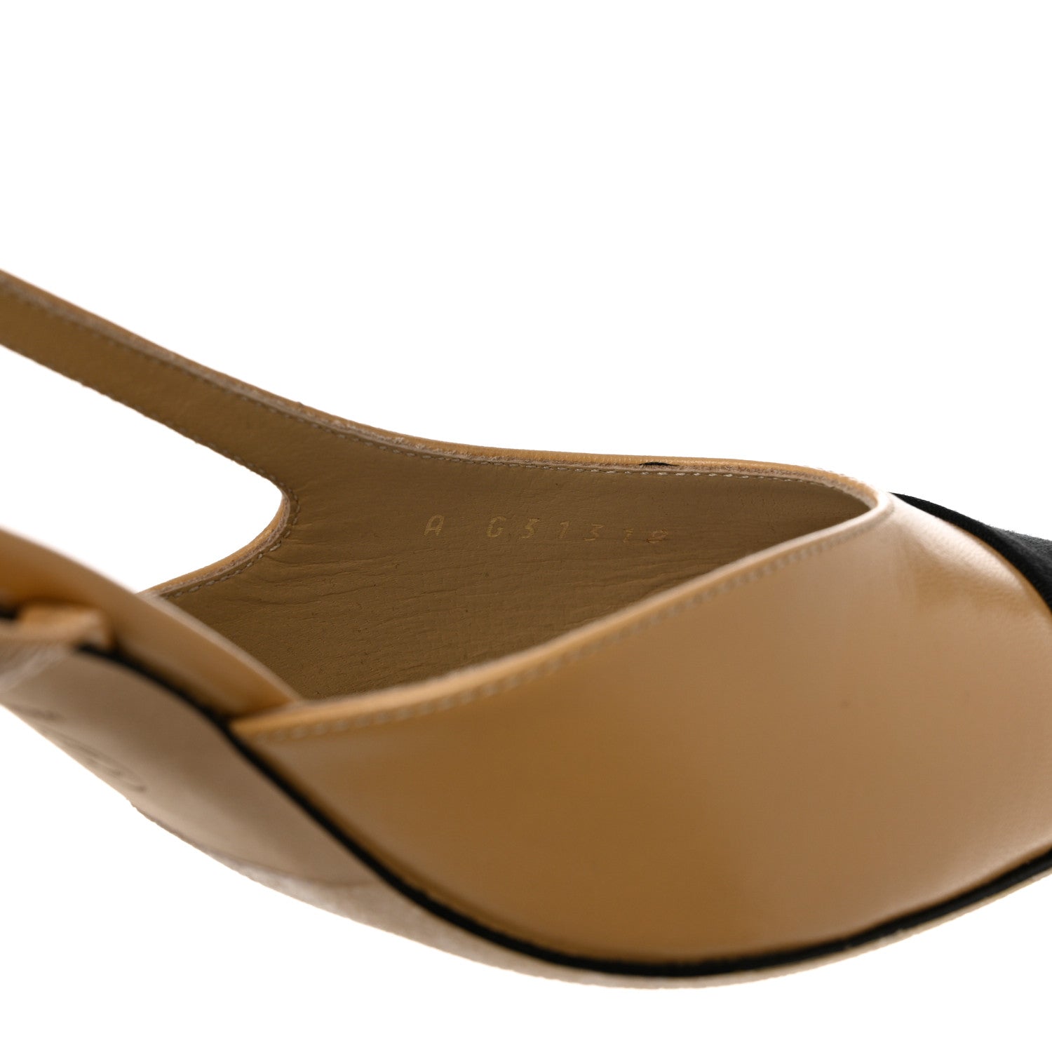 Chanel Goatskin Grosgrain Cap Toe CC Slingback Pumps 38 Beige Black 6 of 11