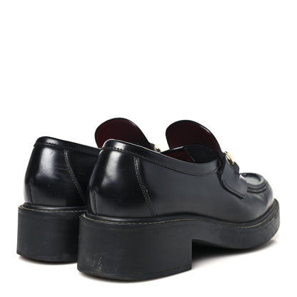 Gucci Calfskin Horsebit Womens Lug Sole Loafers 37 Black 5 of 9