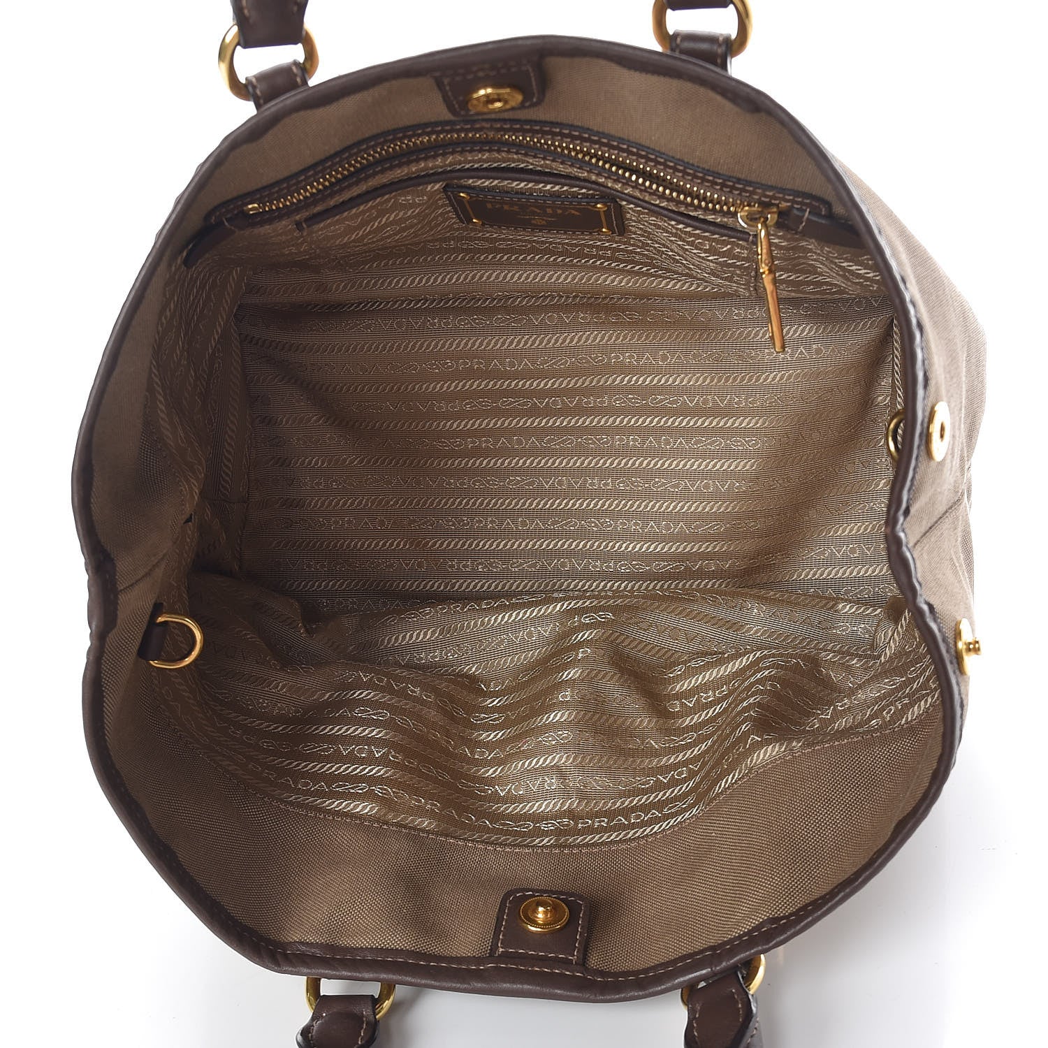 Prada Jacquard Logo Tote Brown 5 of 10