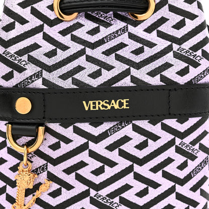 Versace Coated Canvas La Greca Glitter Print Mini Bucket Bag Orchid Black 6 of 9