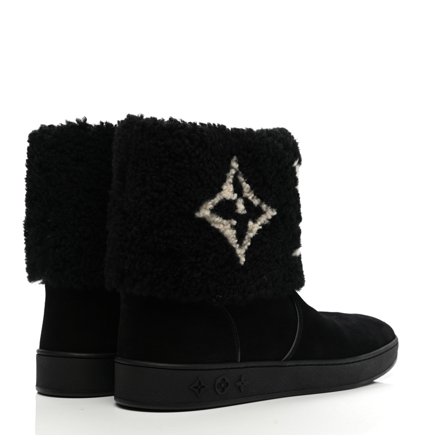 Louis Vuitton Suede Calfskin Shearling Snowdrop Flat Ankle Boot 40 Black 4 of 9
