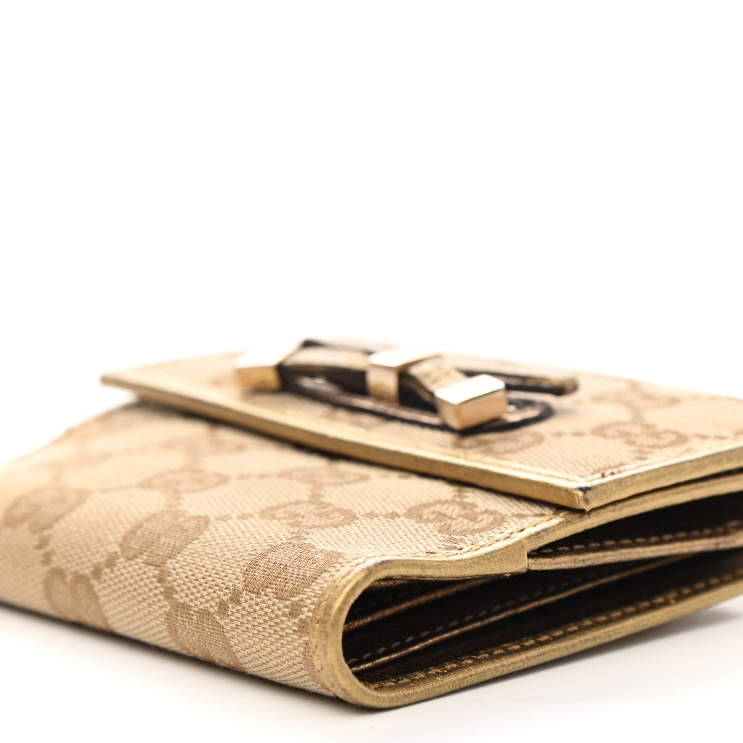 Gucci Monogram Princy Compact French Flap Wallet Gold 8 of 12