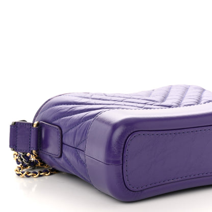 Chanel Aged Calfskin Chevron Quilted Small Gabrielle Hobo Purple 9 of 10