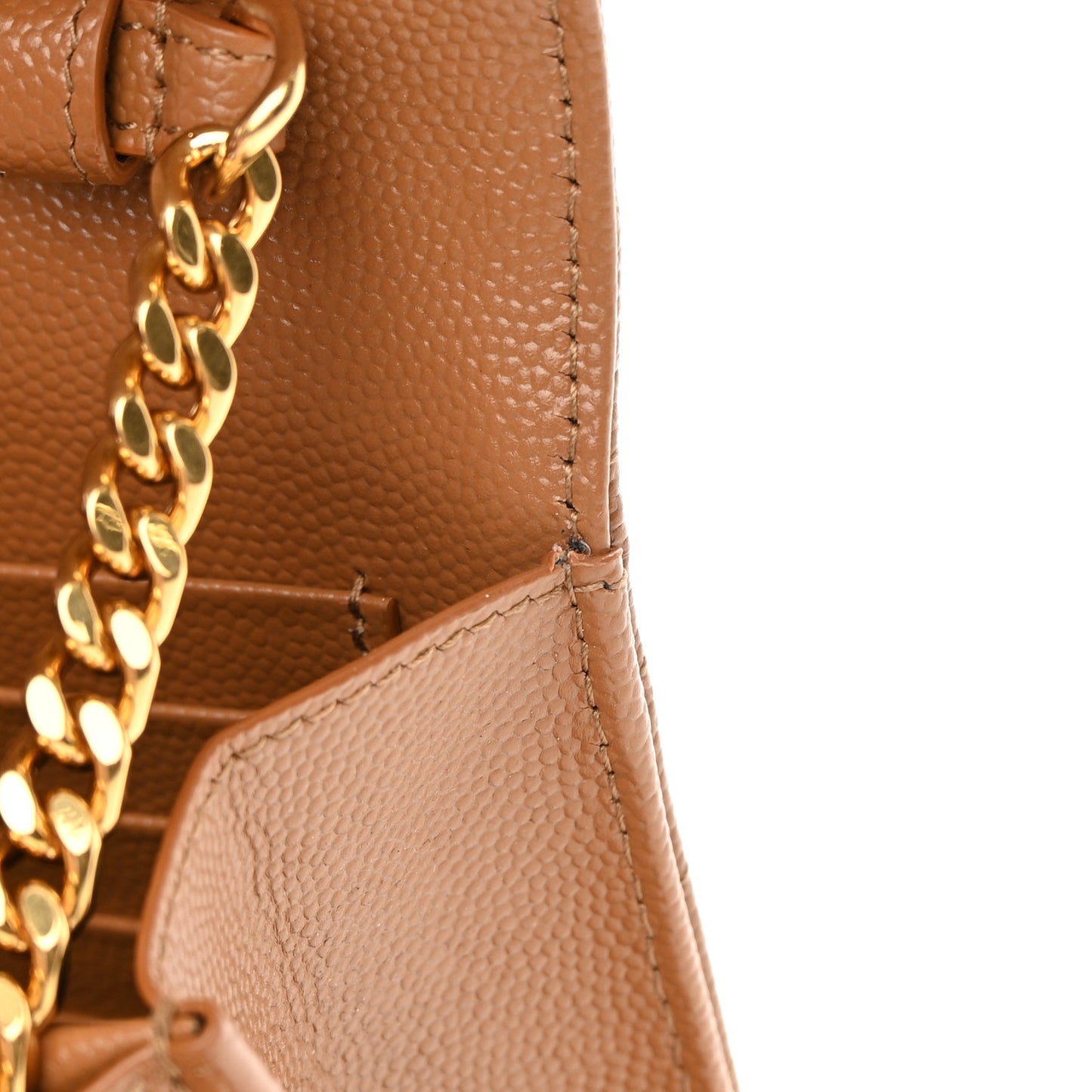 Grain De Poudre Matelasse Chevron Monogram Chain Wallet Dark Natural