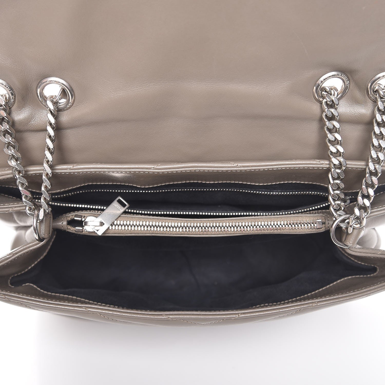 Saint Laurent Calfskin Y Quilted Monogram Medium Loulou Chain Satchel Fog 5 of 15