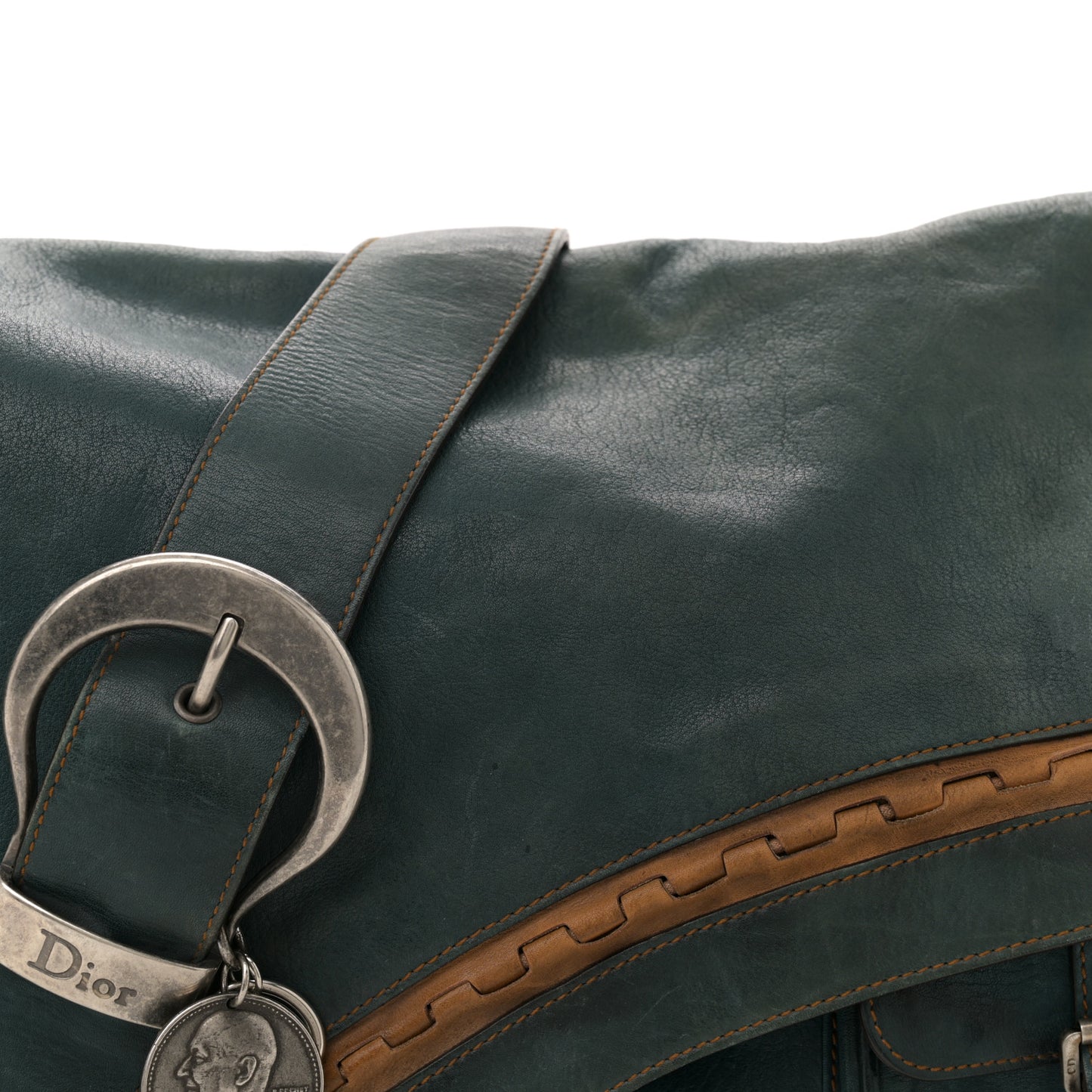 Calfskin Large Gaucho Double Saddle Bag Dark Blue