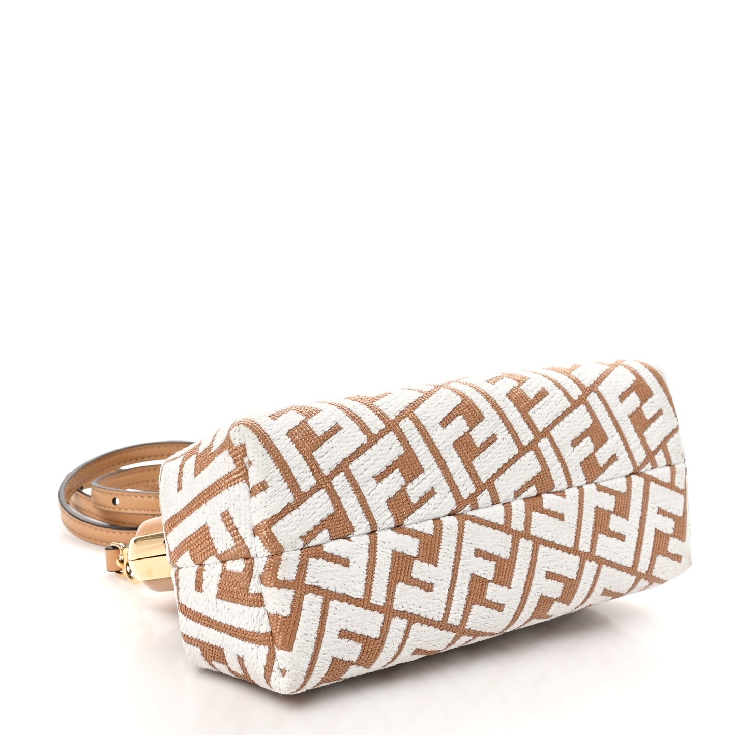 Raffia Chenille Shiny Nappa FF 1974 Small Fendi First Natural White Miele Scuro