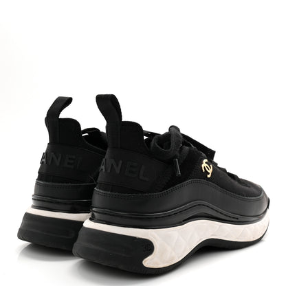 Chanel Velvet Calfskin Mixed Fibers CC Sneakers 36.5 Black 4 of 10