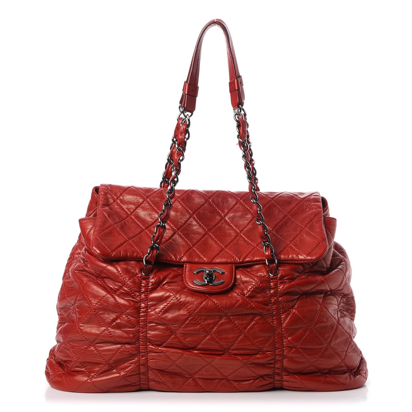 Lambskin Quilted Sharpei Flap Red