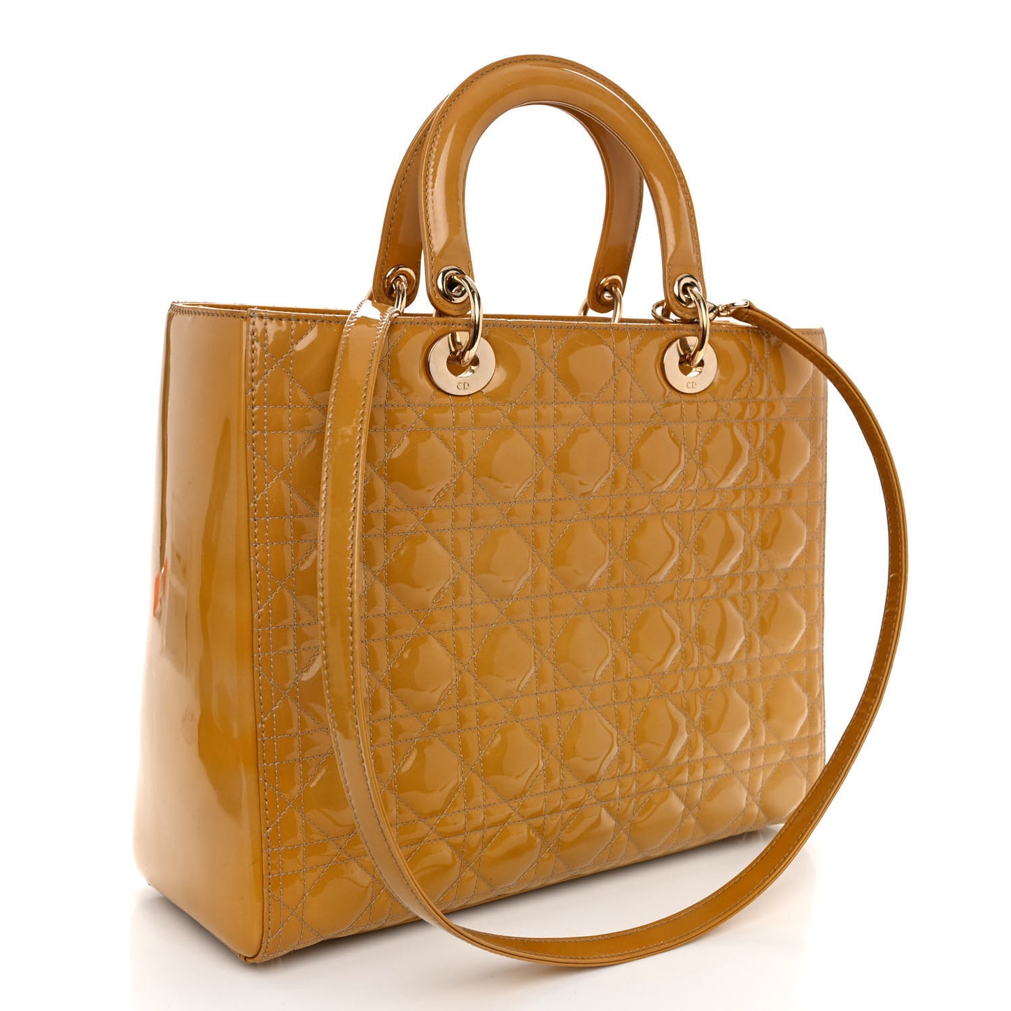 Patent Cannage Large Lady Dior Dark Beige