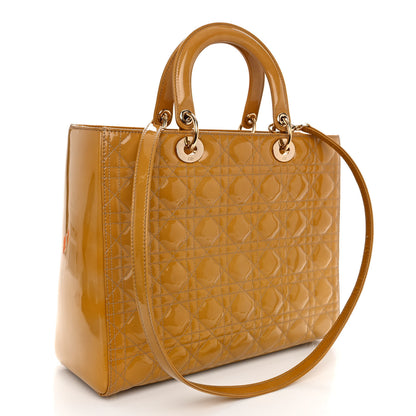 Christian Dior Patent Cannage Large Lady Dior Dark Beige 3 of 9