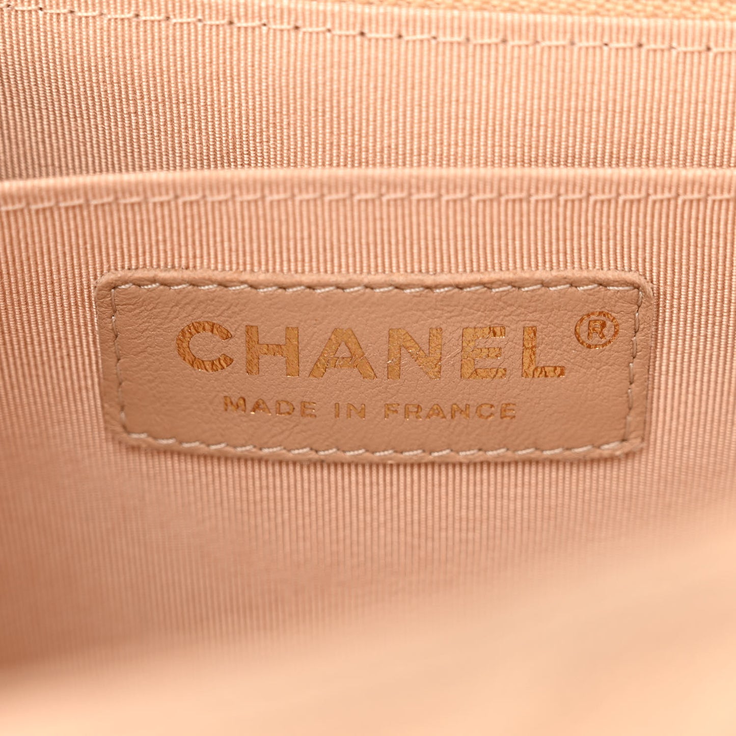 Metallic Caviar Chevron Quilted Medium Statement Flap Beige