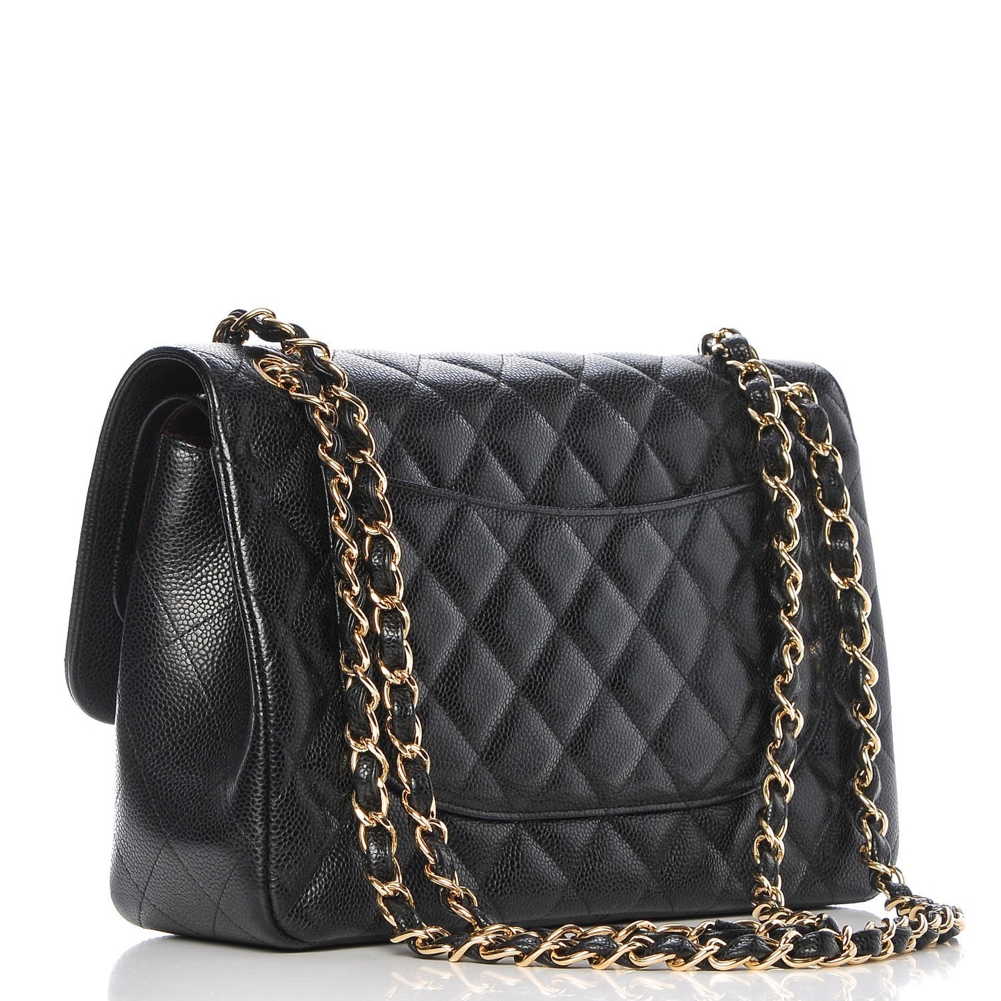 Caviar Quilted Jumbo Double Flap Black