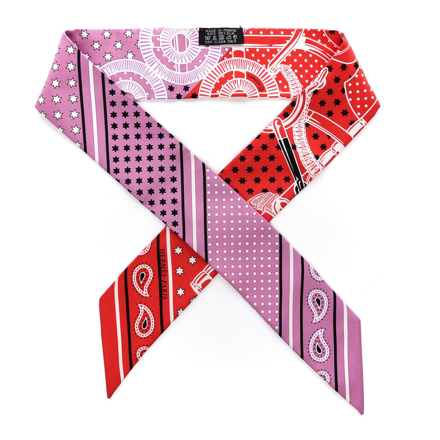 Hermes Silk Eperon d'Or Cut Twilly Parme Blanc Rouge 1 of 4
