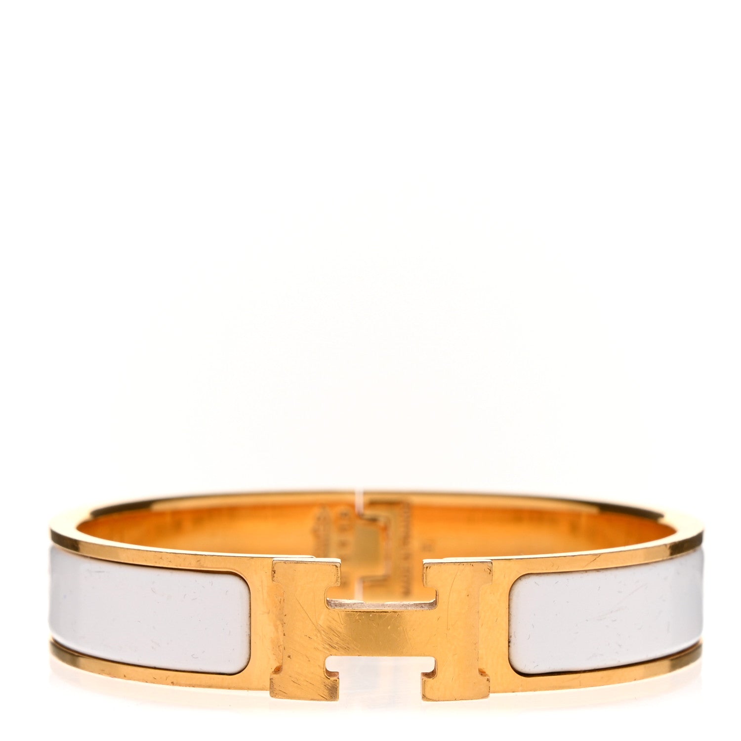 Hermes Enamel Narrow Clic Clac H Bracelet PM White 1 of 5