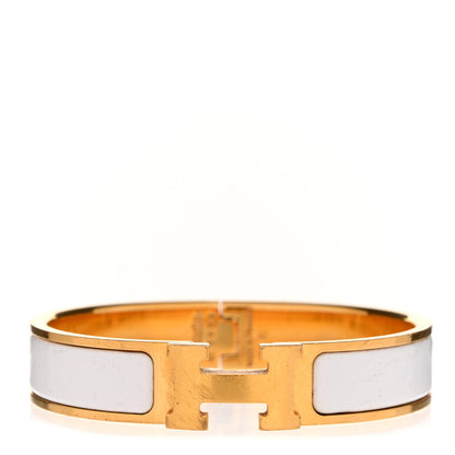 Hermes Enamel Narrow Clic Clac H Bracelet PM White 1 of 5