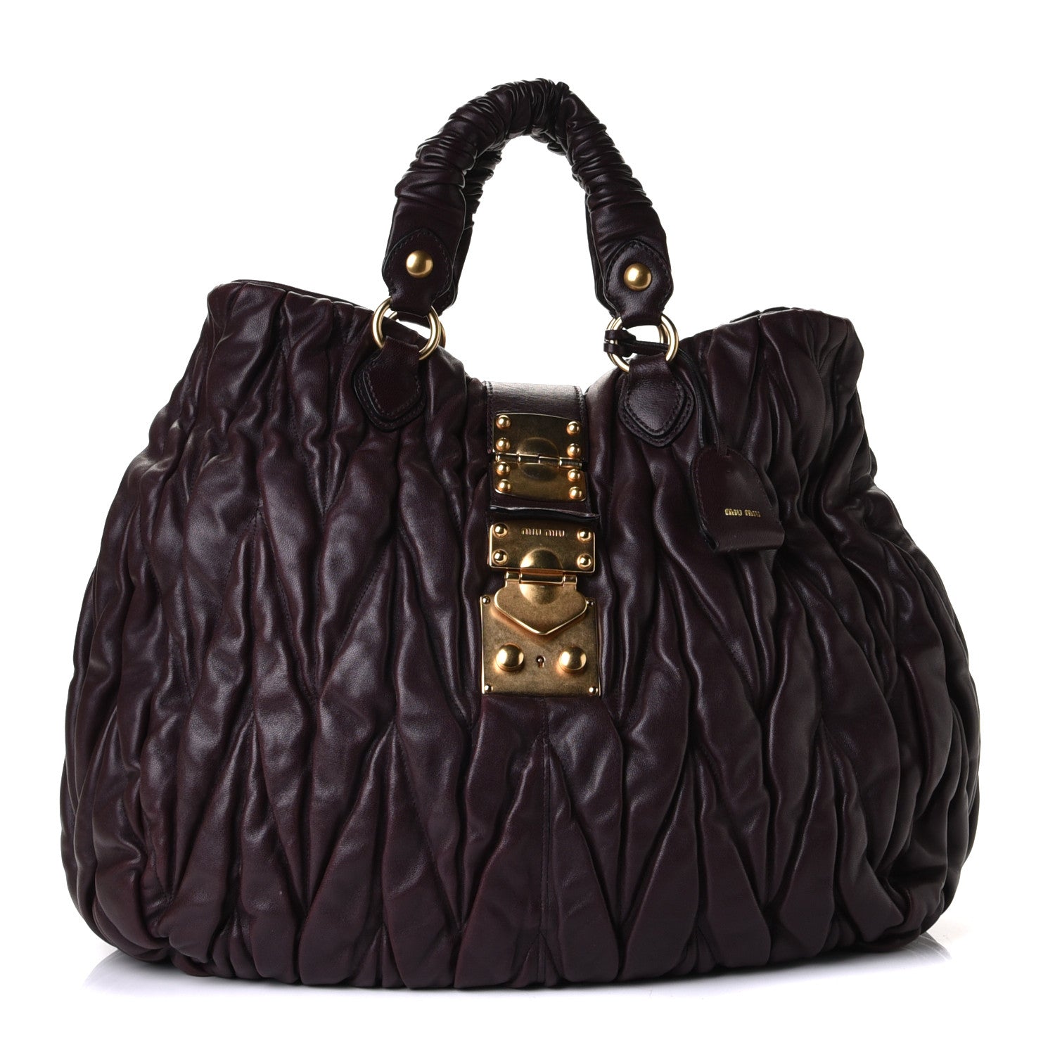 Miu Miu Nappa Matelasse Shopping Tote Prugna 1 of 7