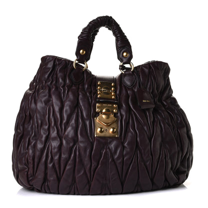 Miu Miu Nappa Matelasse Shopping Tote Prugna 1 of 7
