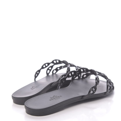 Hermes Rubber Chaine d'Ancre Rivage Sandals 38 Black 4 of 7