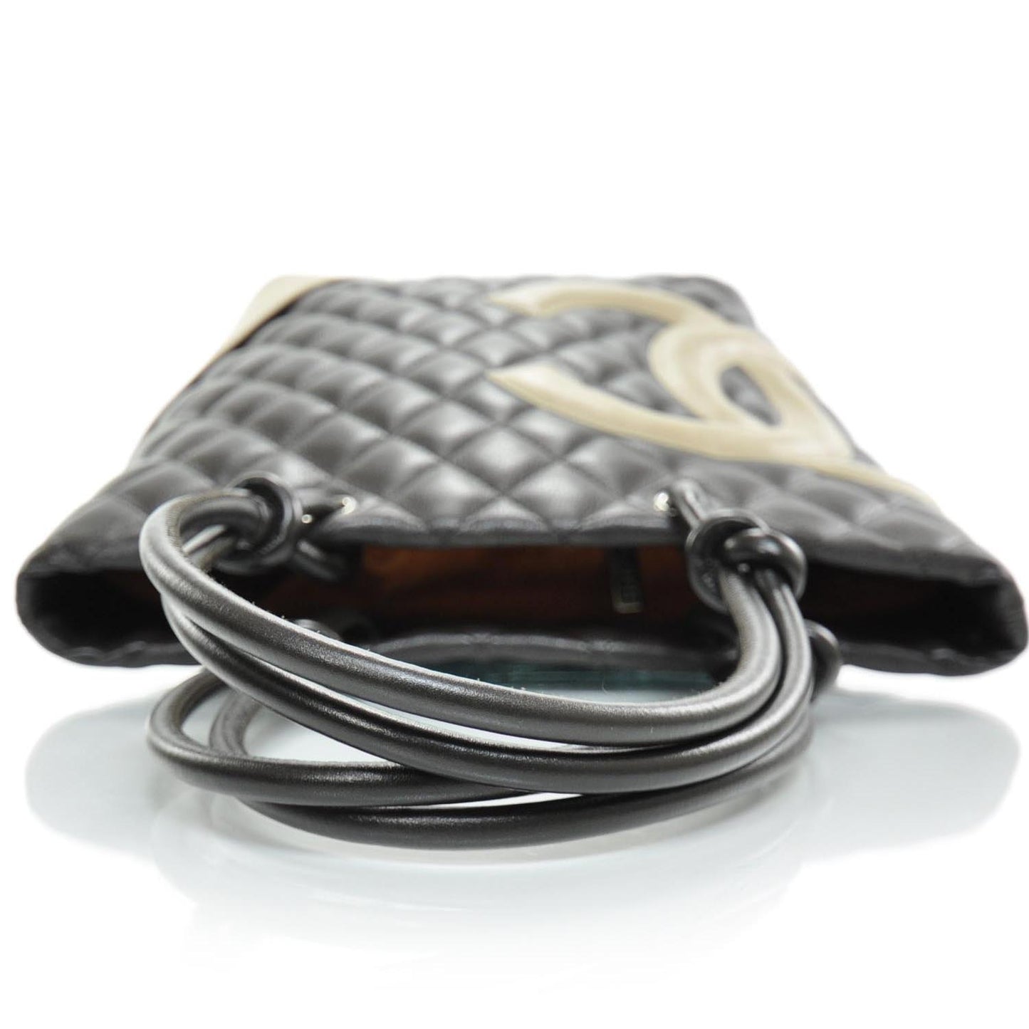 Calfskin Quilted Medium Cambon Tote Brown Beige