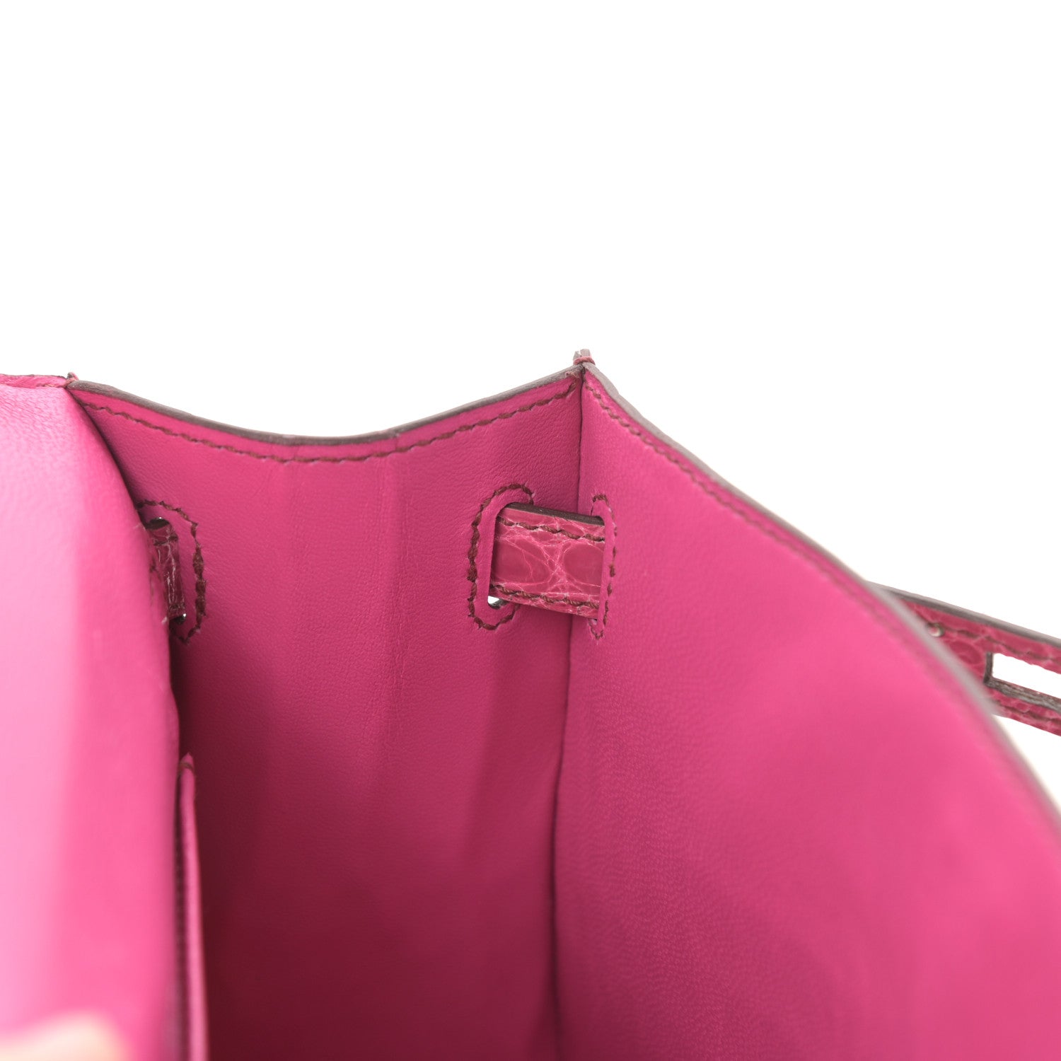 Hermes Shiny Alligator Kelly Pochette Fuchsia 17 of 26