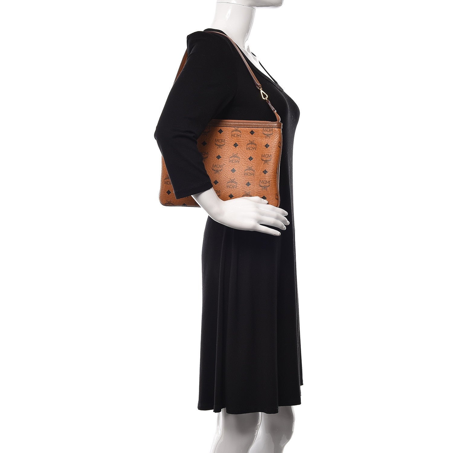 MCM Visetos Liz Shopper Tote Pouch Cognac 2 of 12