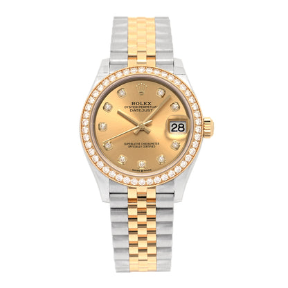 Rolex Stainless Steel 18K Yellow Gold Diamond Bezel 31mm Oyster Perpetual Datejust Watch Champagne 278383RBR 1 of 5