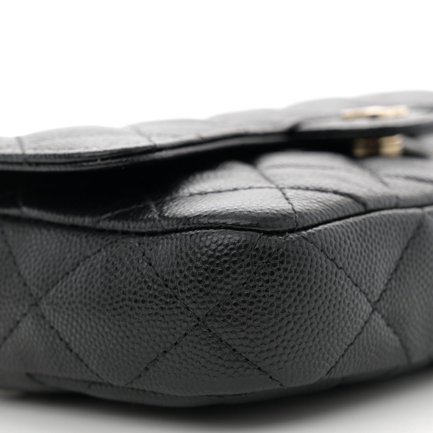 Caviar Quilted Flap Phone Holder With Chain Black