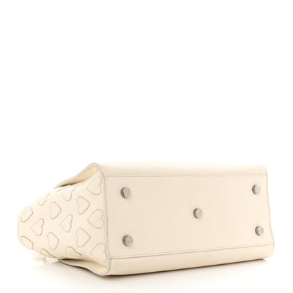 Saint Laurent Smooth Calfskin Heart Embroidered Baby Monogram Downtown Cabas New Milk 4 of 28