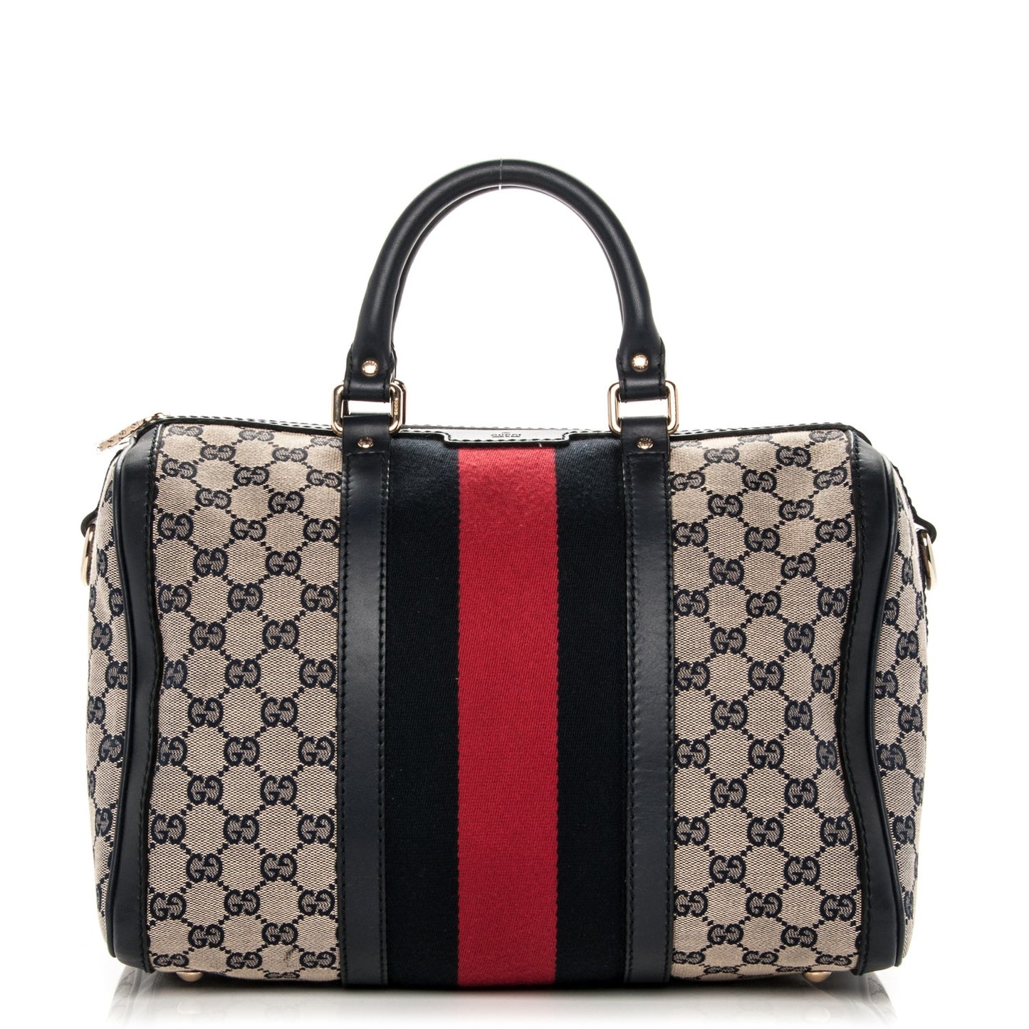 Monogram Selleria Calfskin Vintage Web Medium Boston Beige Blue