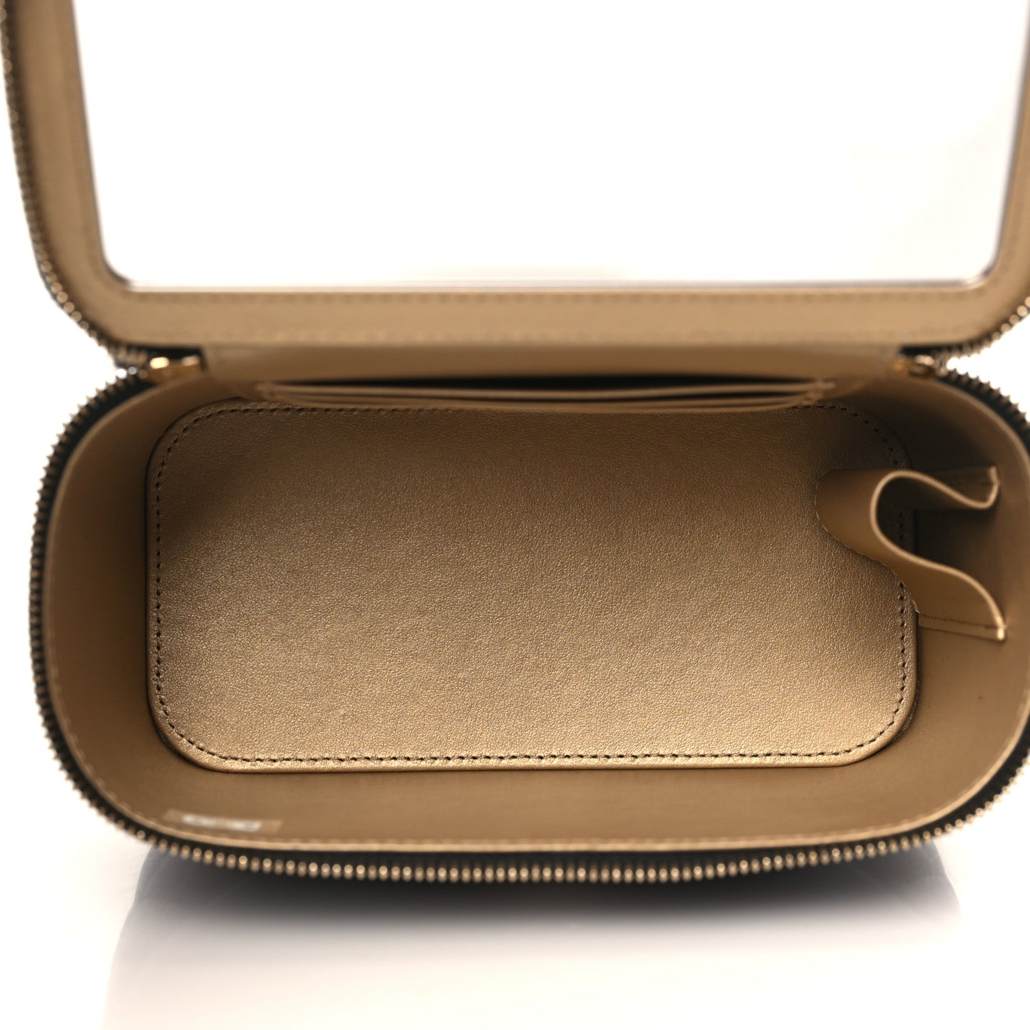Lambskin Quilted Small Pearl Crush Vanity Case With Chain Black