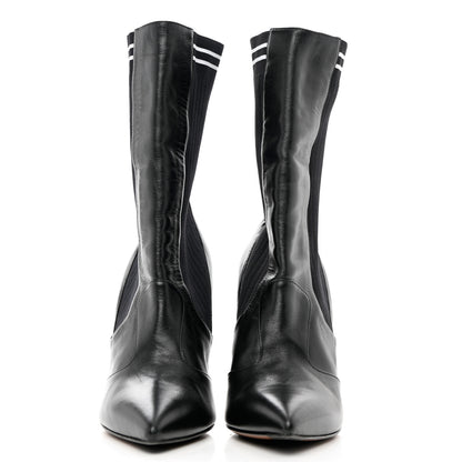 Fendi Vitello Lucido Stretch Fabric Striped Rockoko 105mm Sock Boots 39 Black 2 of 8