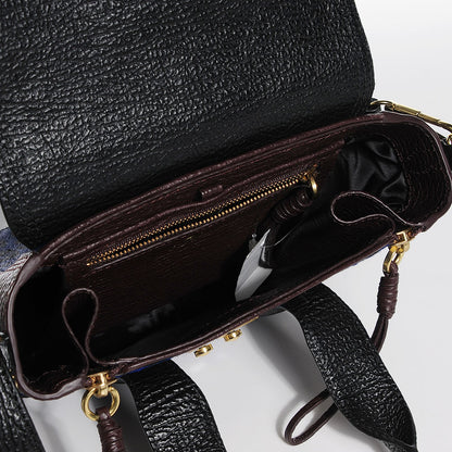 3.1 Phillip Lim 3.1 Grained Calfskin Leopard Calf Hair Mini Pashli Satchel Navy Dark Chocolate Black 5 of 12