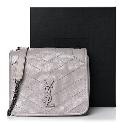 Saint Laurent Crinkled Calfskin Matelasse Monogram Niki Chain Wallet Granite 12 of 12