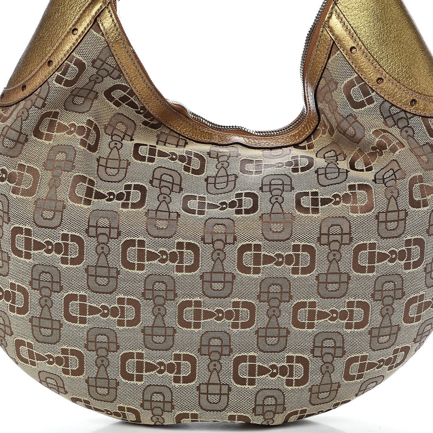 Canvas Horsebit Glam Hobo Bronze