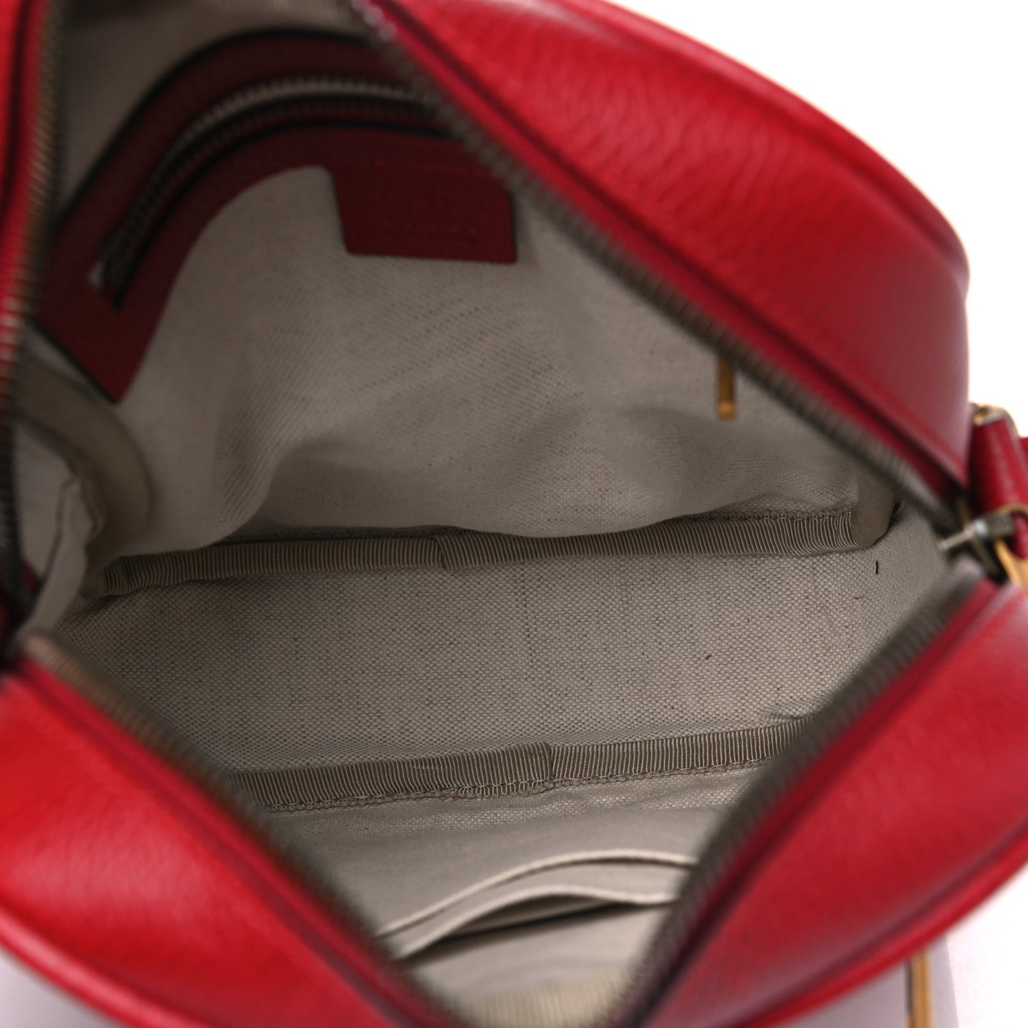 Gucci Grained Calfskin Logo Messenger Bag Hibiscus Red 5 of 13