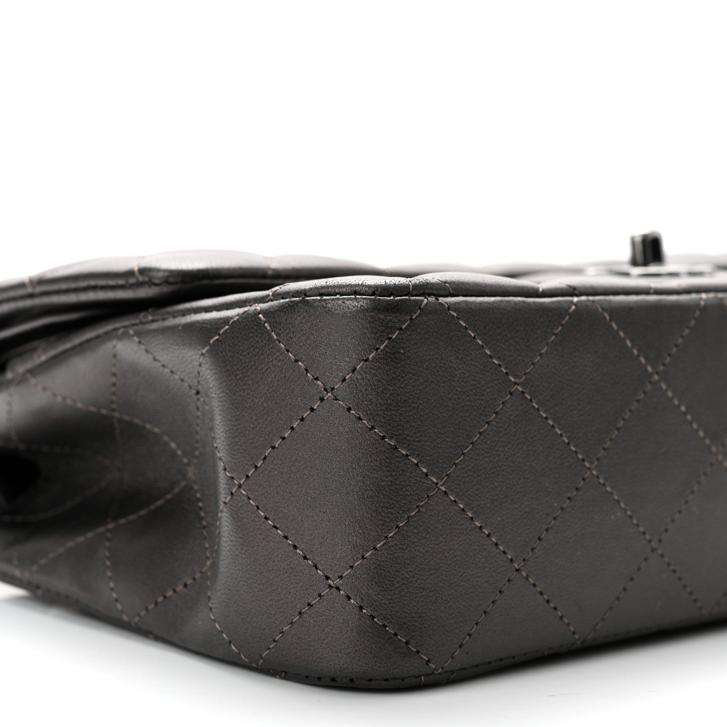 Chanel Metallic Lambskin Quilted Medium Double Flap Pewter 8 of 11