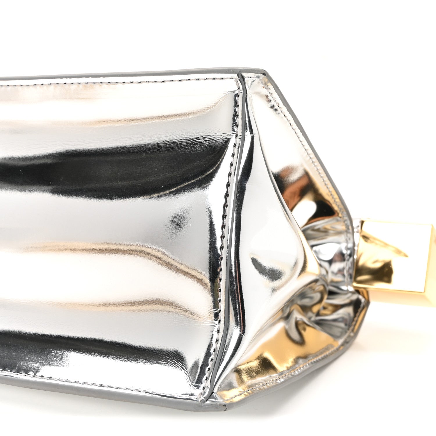 Jacquemus Metallic Patent Calfskin La Pochette Rond Carre Silver 16 of 16