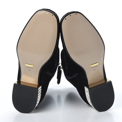 Gucci Velvet GG Monogram Crystal Horsebit Ankle Boots 38 Black 5 of 9