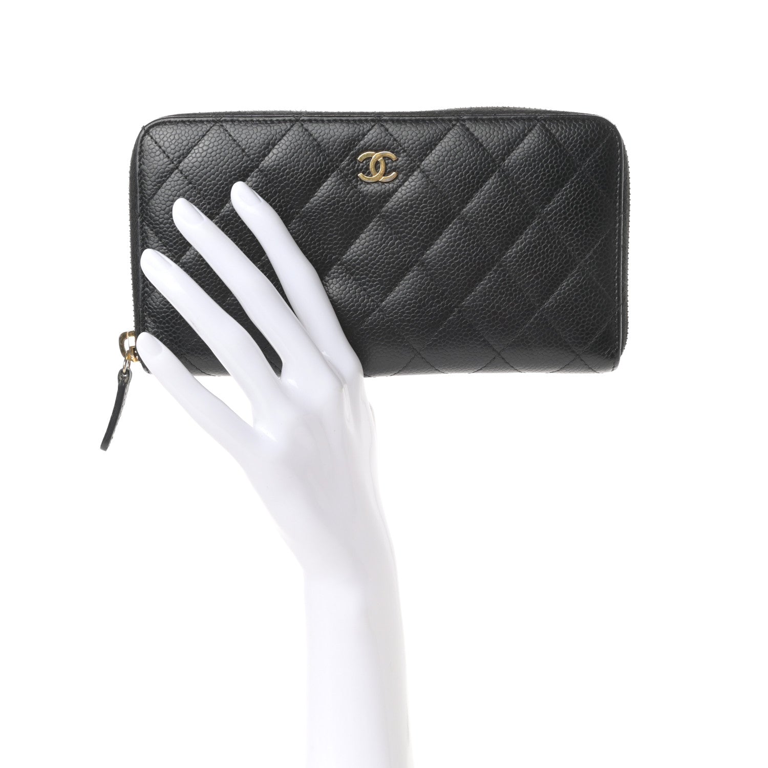 Chanel Caviar Quilted Large Gusset Zip Around Wallet Black 2 of 9