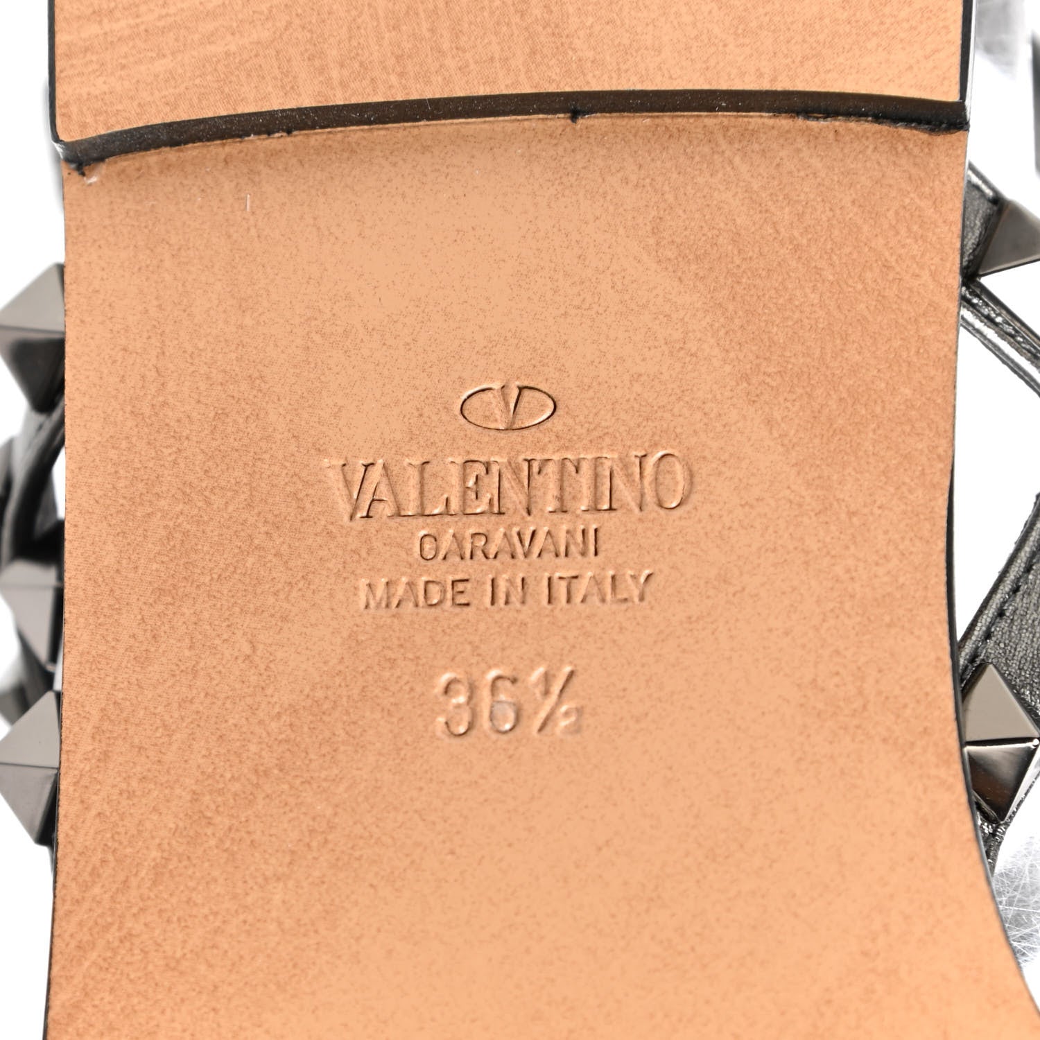 Valentino Garavani Metallic Nappa Rockstud T-Strap Slingback Flat Sandals 36.5 Rutenio 6 of 8
