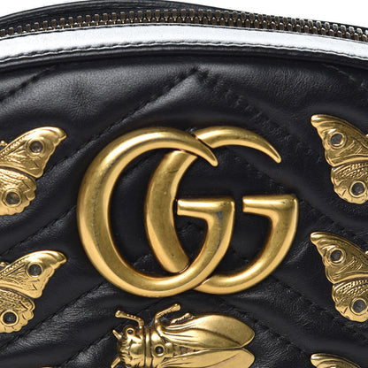 Gucci Calfskin Matelasse Animal Studs GG Marmont Belt Bag 85 34 Black 12 of 12