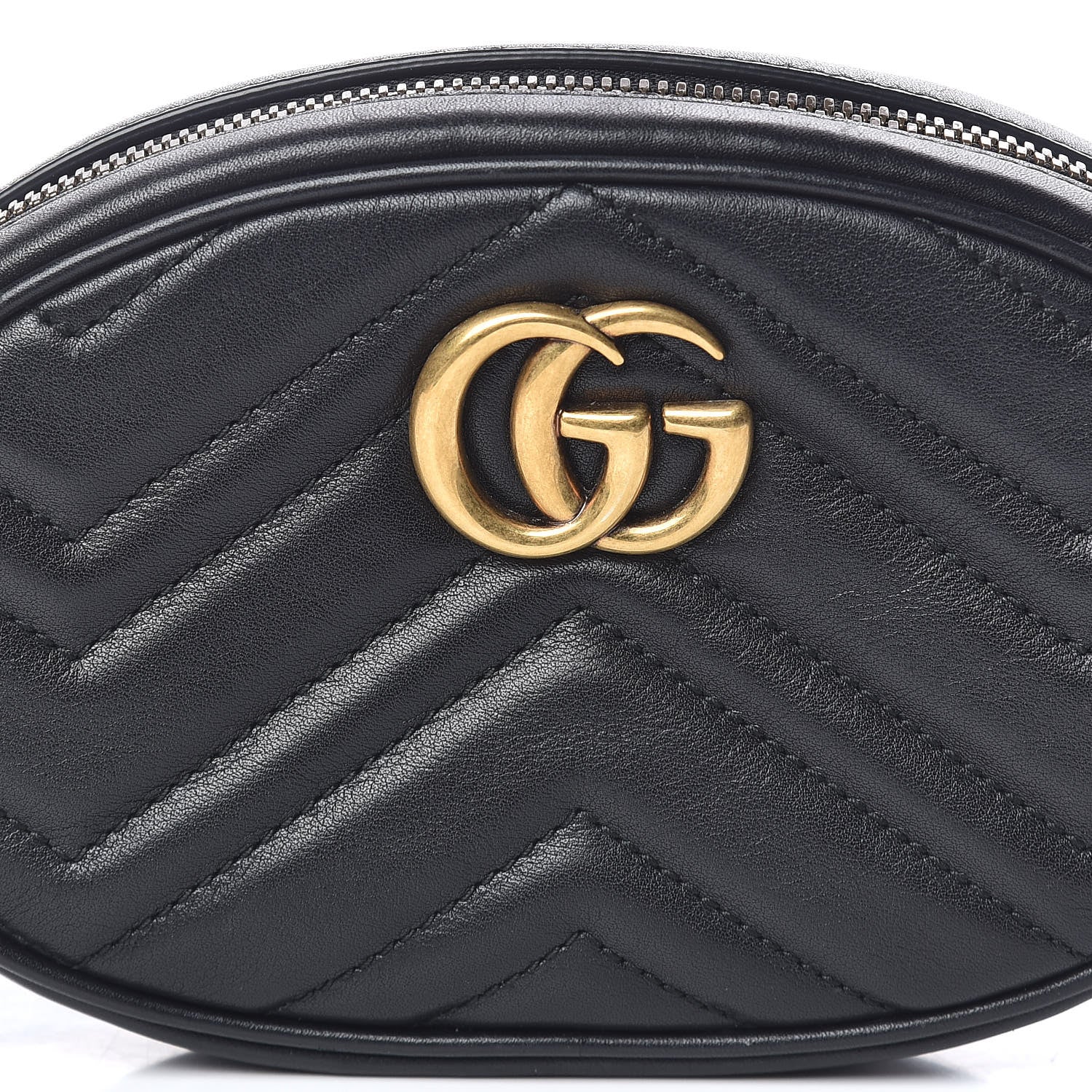 Gucci Calfskin Matelasse GG Marmont Belt Bag 85 34 Black 10 of 12