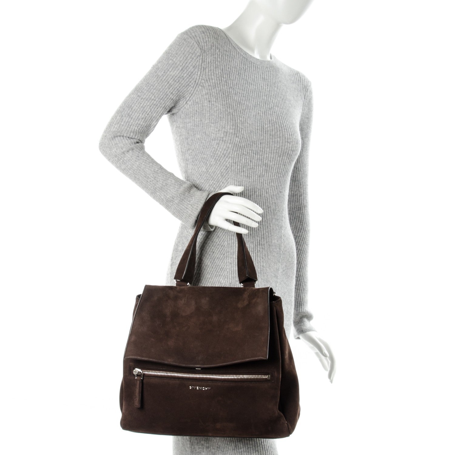 Givenchy Nubuck Medium Pandora Pure Flap Bag Chocolate 3 of 13