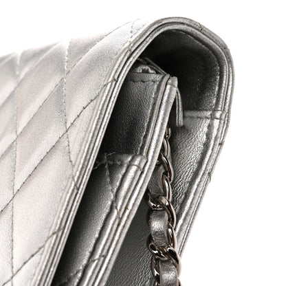 Chanel Metallic Lambskin Quilted Wallet On Chain WOC Silver 14 of 14