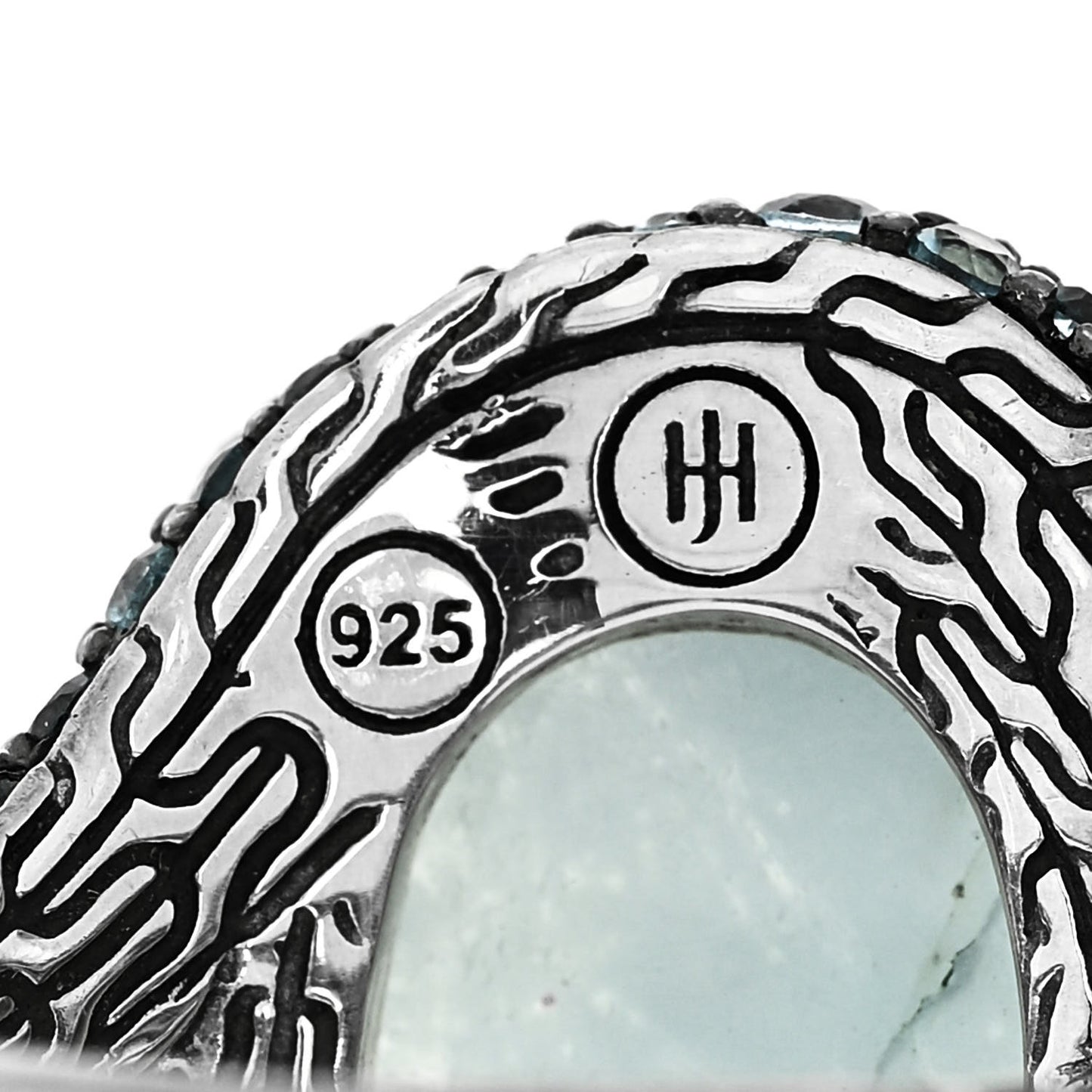 Sterling Silver Diamond Blue Topaz Aquamarine Legends Cobra Ring 54 7
