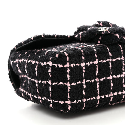 Chanel Tweed Quilted Small Camellia Flap Black Pink 9 of 10
