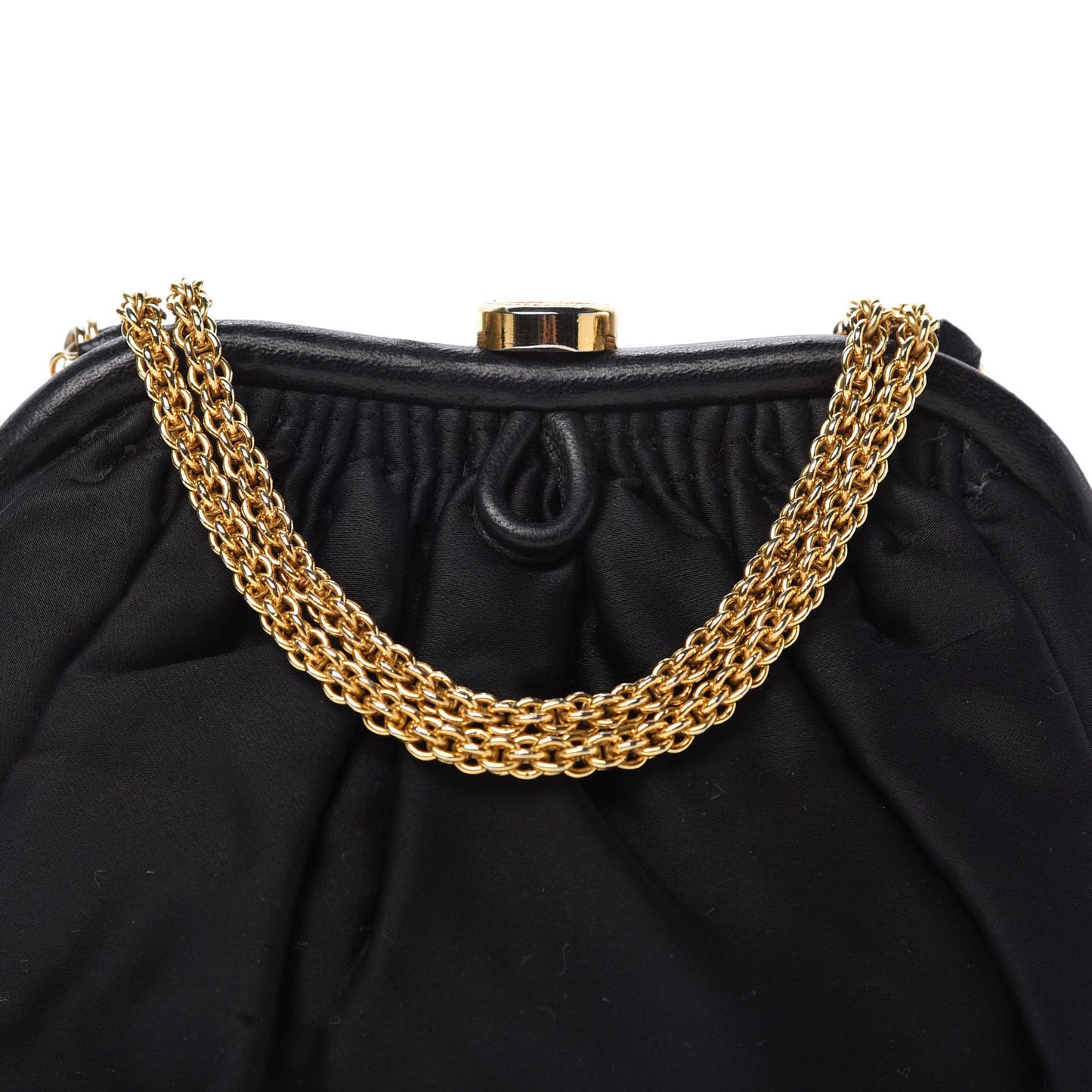 Satin Kisslock Evening Bag Black