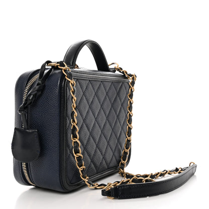 Chanel Caviar Quilted Medium CC Filigree Vanity Case Navy Black 3 of 14