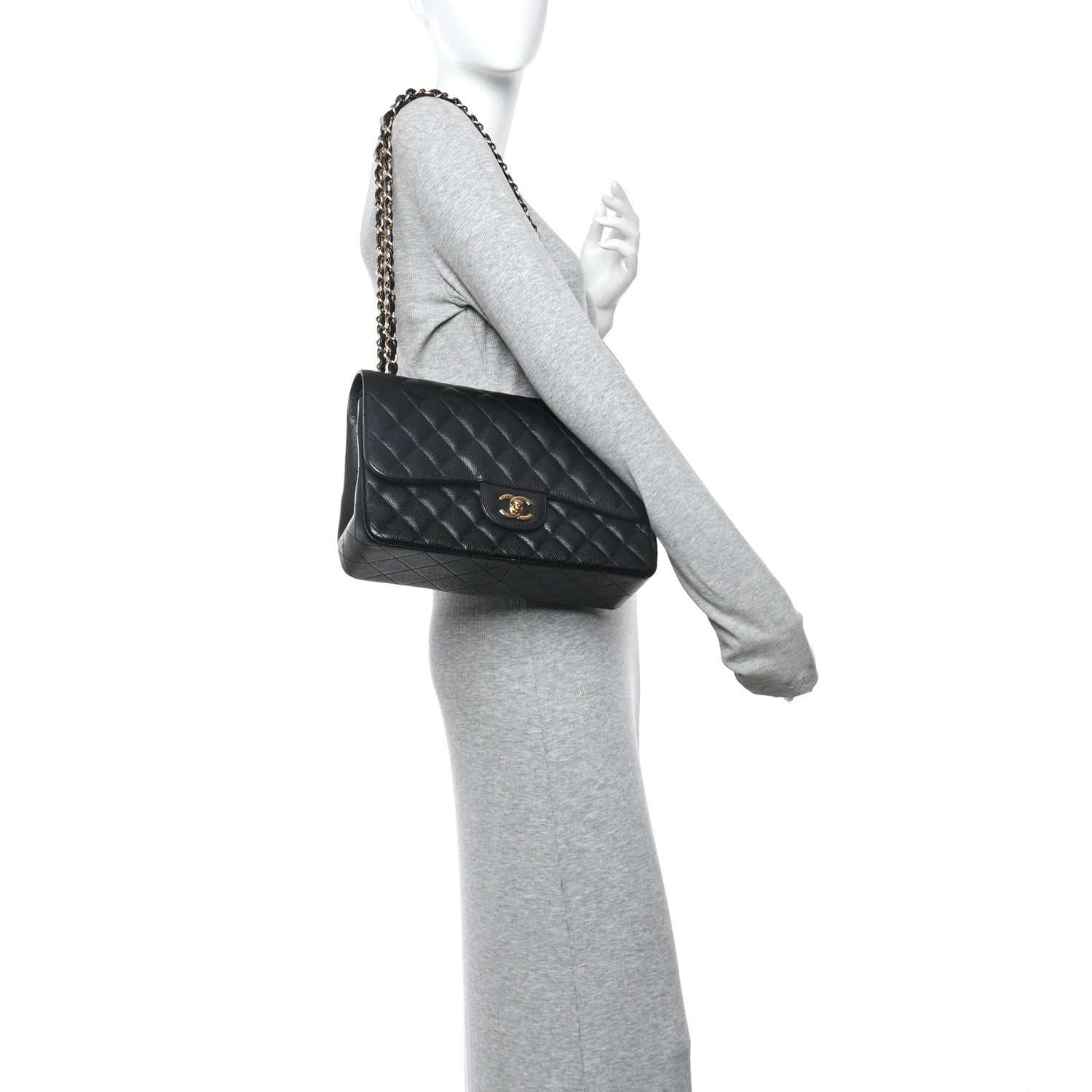 Chanel Caviar Quilted Jumbo Double Flap Black 2 of 10
